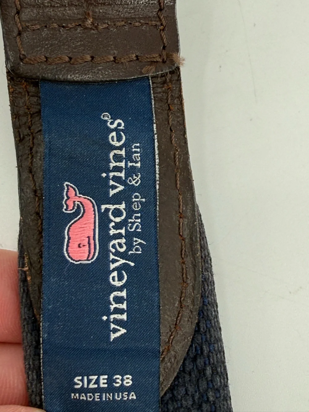 Vineyard Vines Whales Men’s Canvas & Leather Belt 38